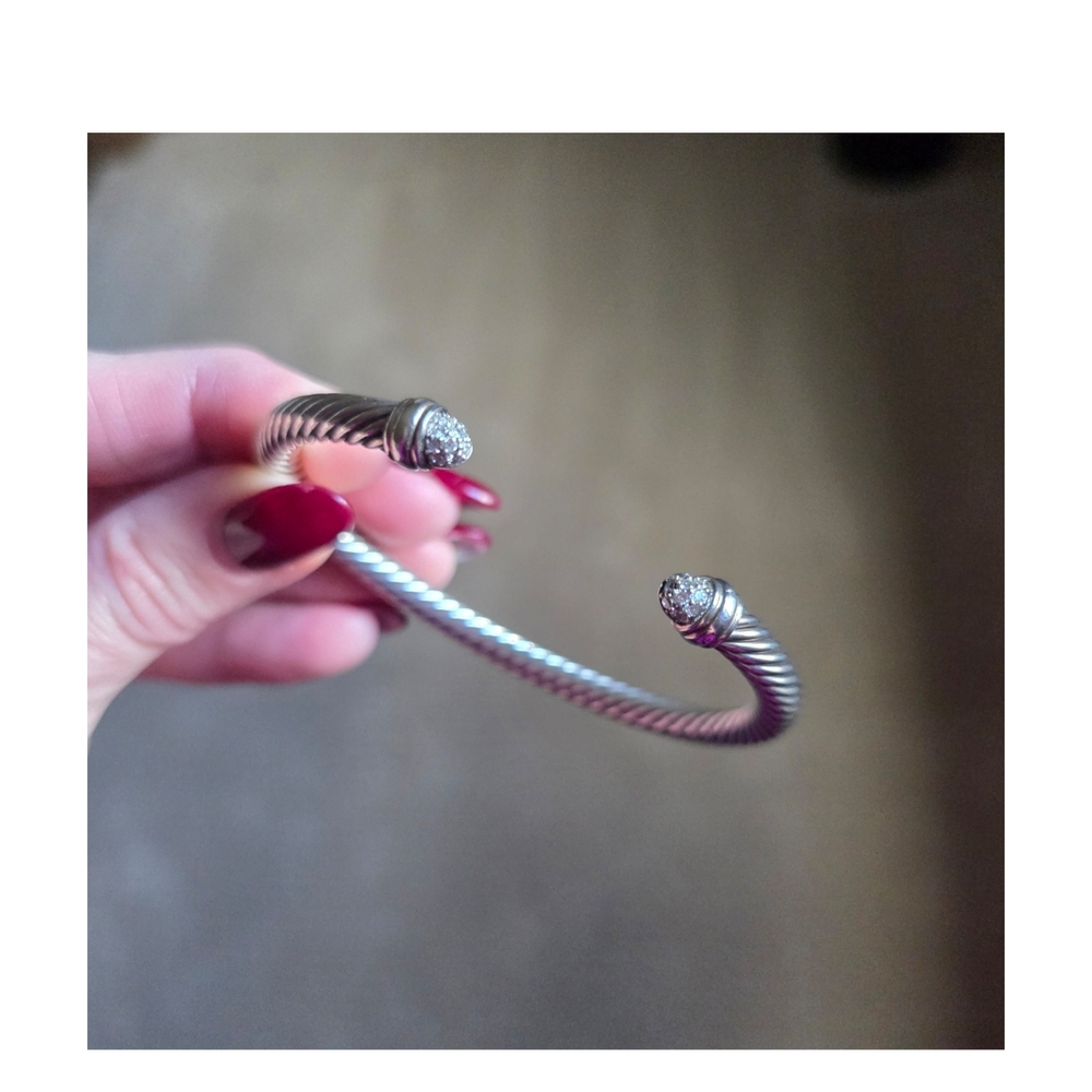 David Yurman Classic Cable Bracelet With Pavé Diamond Domes, 5mm - Picture 3 of 8